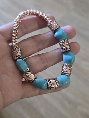 Bradford Exchange Touch of Heaven Turquoise & Copper Healing Bracelet